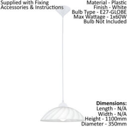 Elegant White Satin Glass Pendant Ceiling Light With E27 Bulb Fitting - thumbnail 2