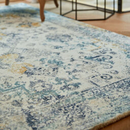 Vogue Blue Ochre Bordered 5mm Thick Traditional Rug For Bedroom, Living Room, Dining Room By Origins-160Cm X 230Cm - thumbnail 4