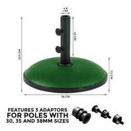 Crystals Round Umbrella Parasol Base Stand Heavy Duty 11Kg Concrete Patio Outdoor Garden Green - thumbnail 4