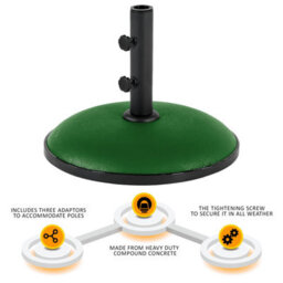 Crystals Round Umbrella Parasol Base Stand Heavy Duty 11Kg Concrete Patio Outdoor Garden Green - thumbnail 6