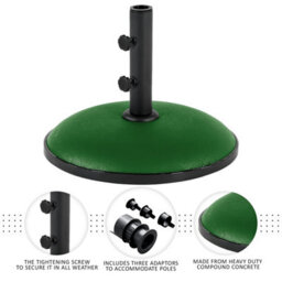 Crystals Round Umbrella Parasol Base Stand Heavy Duty 11Kg Concrete Patio Outdoor Garden Green - thumbnail 2