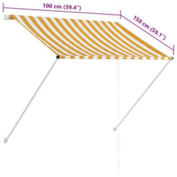 Walplus Retractable Awning Garden Sun Shade Canopy Gazebo For Back Door, Porch, Patio 100X150 Cm Yellow And White - thumbnail 8