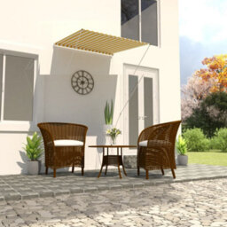 Walplus Retractable Awning Garden Sun Shade Canopy Gazebo For Back Door, Porch, Patio 100X150 Cm Yellow And White
