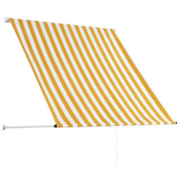 Walplus Retractable Awning Garden Sun Shade Canopy Gazebo For Back Door, Porch, Patio 100X150 Cm Yellow And White - thumbnail 3
