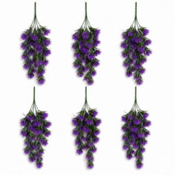 Leaf Pack Of 6 X 75Cm Artificial Purple Thistle Trailing Hanging Plant Faux Floral - thumbnail 1