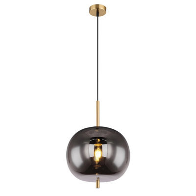 Luminosa Lighting Luminosa Blacky I Globe Pendant Ceiling Light Brass-Coloured Glass Shade 1X E27 - image 1