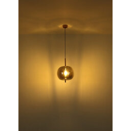 Luminosa Lighting Luminosa Blacky I Globe Pendant Ceiling Light Brass-Coloured Glass Shade 1X E27 - thumbnail 4