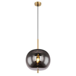 Luminosa Lighting Luminosa Blacky I Globe Pendant Ceiling Light Brass-Coloured Glass Shade 1X E27 - thumbnail 1