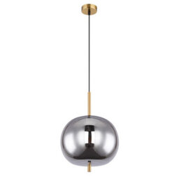 Luminosa Lighting Luminosa Blacky I Globe Pendant Ceiling Light Brass-Coloured Glass Shade 1X E27 - thumbnail 2