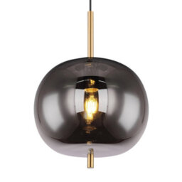 Luminosa Lighting Luminosa Blacky I Globe Pendant Ceiling Light Brass-Coloured Glass Shade 1X E27 - thumbnail 3