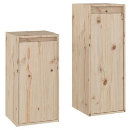 Berkfield Tv Cabinets 2 Pcs Solid Wood Pine - thumbnail 2
