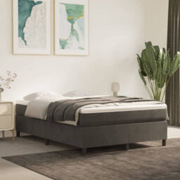 Berkfield Box Spring Bed Frame Dark Grey 135X190 Cm 4Ft6 Double Velvet - thumbnail 1
