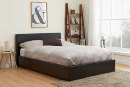 Save On Goods UK 4Ft Small Double Brown Faux Leather Ottoman Gas Lift Up Ottoman Storage Bed Frame. Faux Leather - thumbnail 2