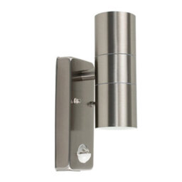 Valuelights Stainless Steel Up/down Ip44 Rated Outdoor Security Wall Light Pir Motion Detector With 5W Led Gu10 Bulbs Warm White - thumbnail 2