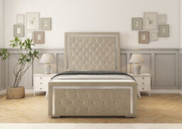 Comfort Beds Sofia Gold Cream Plush Bed Frame - thumbnail 2