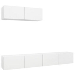 Berkfield Tv Cabinets 3 Pcs White Engineered Wood - thumbnail 2