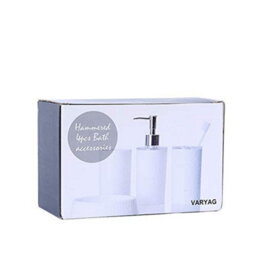 London Boutique 4 Pieces Bathroom Accessory Set Soap Dispenser Toothbrush Holder Tumbler Soap Dish White Black Brown (Black) - thumbnail 2