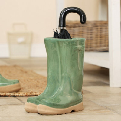 Dibor Vintage Country Style Freestanding Green Ceramic Umbrella Stand - image 1