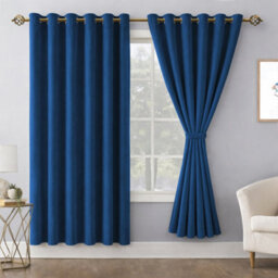 Bedlooms Navy Crushed Velvet Curtains Blackout Thermal Insulated Eyelet Curtain (Pair) 66 X 54 Inches With Tie Back Two - thumbnail 9