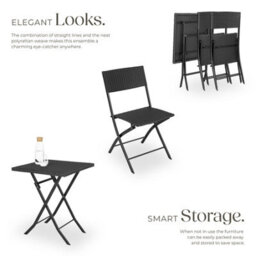Tectake Garden Furniture Set Trevi - 2 Chairs, 1 Table, Bistro Set, Foldable - Black - thumbnail 4
