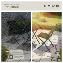 Tectake Garden Furniture Set Trevi - 2 Chairs, 1 Table, Bistro Set, Foldable - Black - thumbnail 7