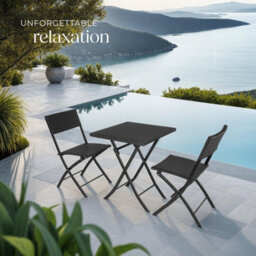 Tectake Garden Furniture Set Trevi - 2 Chairs, 1 Table, Bistro Set, Foldable - Black - thumbnail 8