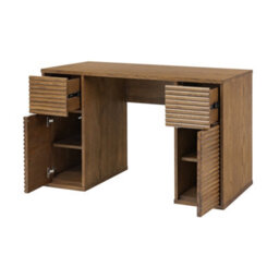 Wyld Haus Mandarina Retro Natural Walnut Ribbed Desk With Storage - thumbnail 4