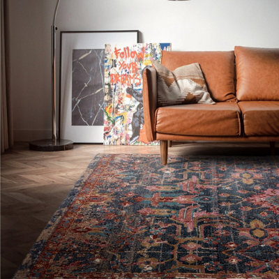 Traditional Persian Bordered Floral Easy To Clean Rug For Dining Room Bed Room And Living Room-120Cm X 170Cm - image 1