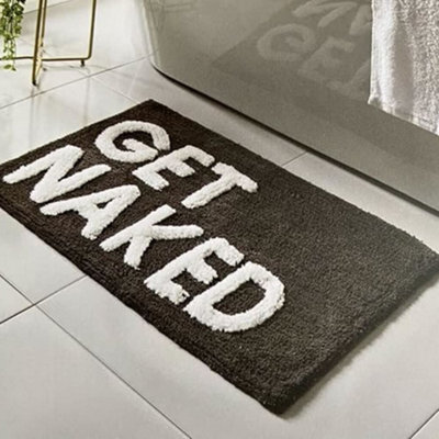 Biznest New Large Super Soft Get Naked Grey Bath Tub Or Shower Mat With Non Slip Backing 100% Polyester 50 X 80Cm