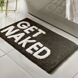 Biznest New Large Super Soft Get Naked Grey Bath Tub Or Shower Mat With Non Slip Backing 100% Polyester 50 X 80Cm