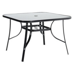 Living And Home Set Of 3 Black Garden Ripple Glass Square Umbrella Table And Folding Chairs Set 105 Cm - thumbnail 3