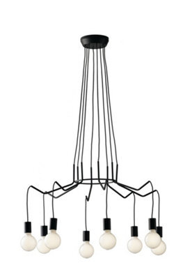 Luminosa Lighting Luminosa Habitat 8 Light Hanging Wire Pendant, Black, E27