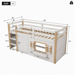 Modernluxe 3Ft Children's Bed, Bunk Bed (90 X 190 Cm), Loft Bed, With Ladder, Can Be Built Underneath To Create A Play Area, White - thumbnail 4