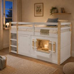 Modernluxe 3Ft Children's Bed, Bunk Bed (90 X 190 Cm), Loft Bed, With Ladder, Can Be Built Underneath To Create A Play Area, White - thumbnail 5