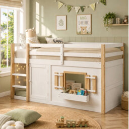 Modernluxe 3Ft Children's Bed, Bunk Bed (90 X 190 Cm), Loft Bed, With Ladder, Can Be Built Underneath To Create A Play Area, White - thumbnail 2