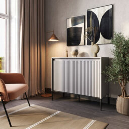 Arte Modern Trend Large Sideboard Cabinet (H1660mm W830mm D400mm) - Light Grey With Black Legs