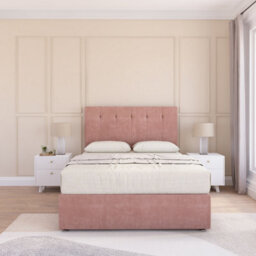Sloomy Highbury Pink Plush 4Ft Memory Foam Bed Set With No Drawers, Mattress & Headboard- Small Double