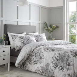 Catherine Lansfield Elinda Floral Reversible Duvet Cover Set With Pillowcases Grey - thumbnail 2