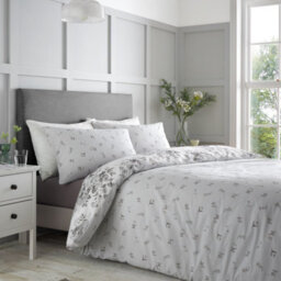 Catherine Lansfield Elinda Floral Reversible Duvet Cover Set With Pillowcases Grey - thumbnail 3