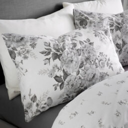 Catherine Lansfield Elinda Floral Reversible Duvet Cover Set With Pillowcases Grey - thumbnail 4