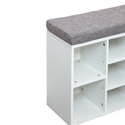 Gr8 Home Shoe Bench Storage Rack Wooden Cabinet Cushion Seat Organiser Grey White 2016175 - thumbnail 9