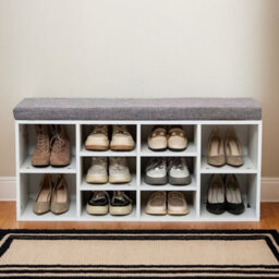 Gr8 Home Shoe Bench Storage Rack Wooden Cabinet Cushion Seat Organiser Grey White 2016175 - thumbnail 8