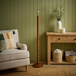 Valuelights Bobbin Walnut Wooden Bobble Floor Lamp Base