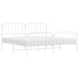 Berkfield Metal Bed Frame Without Mattress With Footboard White 193X203Cm - thumbnail 3
