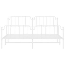 Berkfield Metal Bed Frame Without Mattress With Footboard White 193X203Cm - thumbnail 5