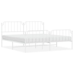 Berkfield Metal Bed Frame Without Mattress With Footboard White 193X203Cm - thumbnail 2