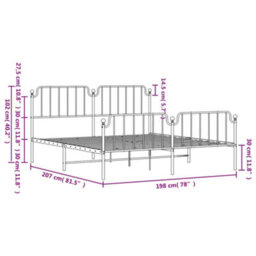 Berkfield Metal Bed Frame Without Mattress With Footboard White 193X203Cm - thumbnail 9