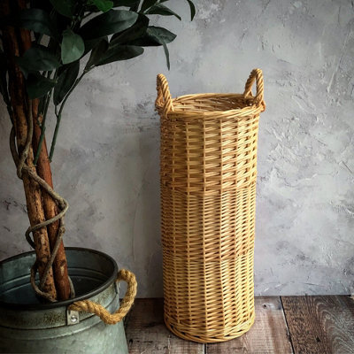 Selections Woven Willow Wicker Umbrella Stand And Walking Stick Basket Holder - image 1