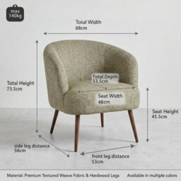 Sonara Mid Century Modern Accent Tub Chair Set Of 1   - thumbnail 6