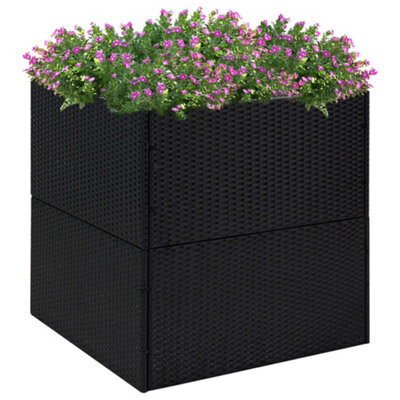 Berkfield Garden Planter Black 80X80X80 Cm Poly Rattan - image 1